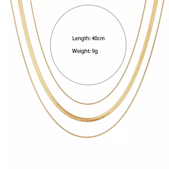 New 18K Gold Three Layers Snake Bone Chain Necklace, nice Necklace,cute Necklace - Picture 5 of 5